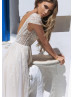 Beaded Ivory Lace Tulle Flowy Beach Wedding Dress